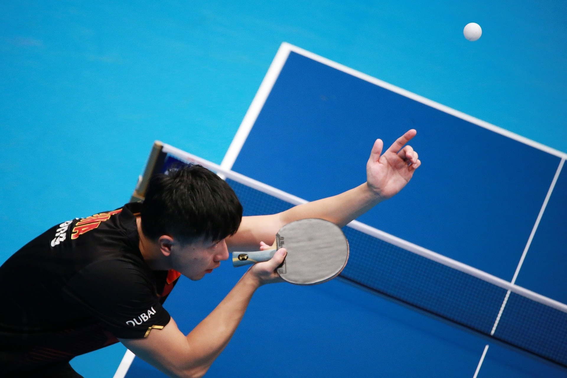 playing table tennis